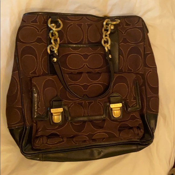 Coach purse pushlock Poppy Lurex tote - Picture 2 of 8